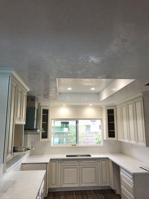 Kitchen remodeling with venetian plaster ceiling