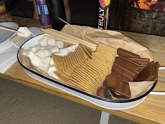 Our sweet host prepped us a tray for making s'mores!