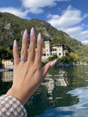 North/south pear wedding band. Lake Como, Italy.