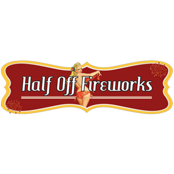 half off fireworks business logo