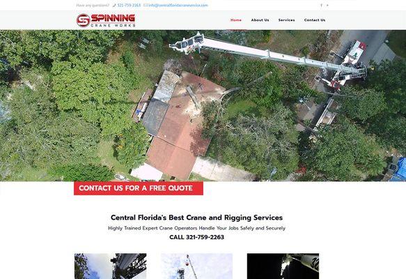 Custom website for Spinning Crane Works.  Crane services in Florida