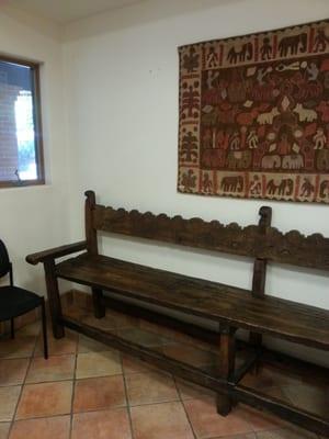 Throughout the clinic they had a lot of handmade wood benches and chairs.