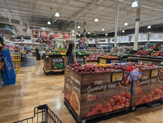 Inside. View of produce section shortly after entering.