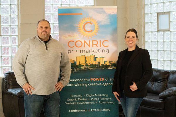 Nicole & Luke Goucher with CONRIC pr+marketing; business owners helping other business owners.