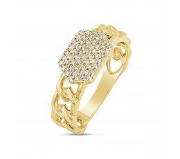 18Kt yellow Gold link & Diamond Ring