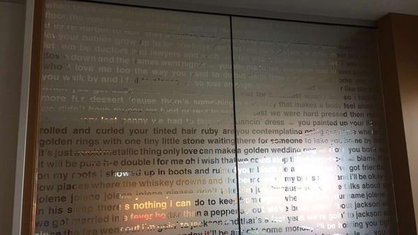 Lyrics on the office walls