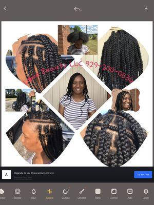 Medium Square knotless Braids with cornrow