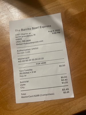 FYI Taco Tuesday price increase $2.50 each (still advertised for 1.99).