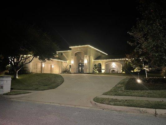 Warm white Christmas lights we provided and installed!