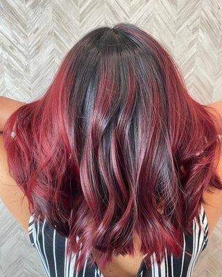 Berry red balayage