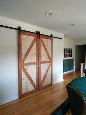 Custom barn door installation.