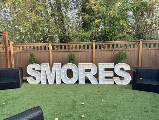 Seattle Marquee Lighting for our fall S'mores Party