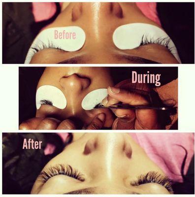 Individual eyelashes from start to finish.