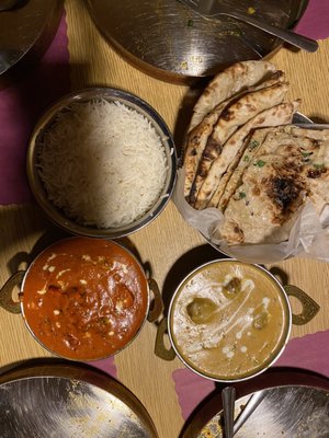 Chicken Tikka and Malai Kofta with Garlic Naan