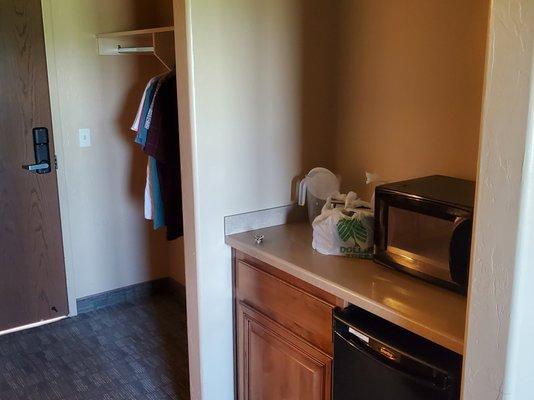 Microwave and refrigerator area make the stay a little easier.