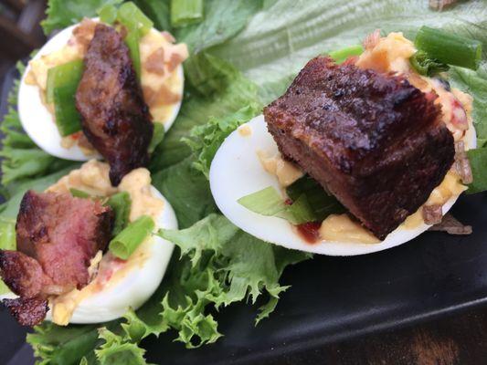 Three of the six deviled eggs!  So good.