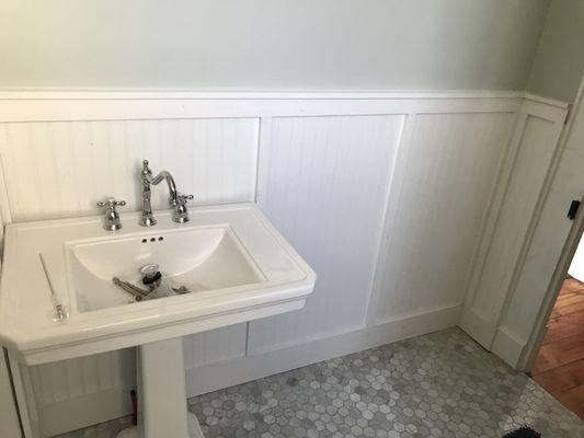 Bathroom remodel, wainscot