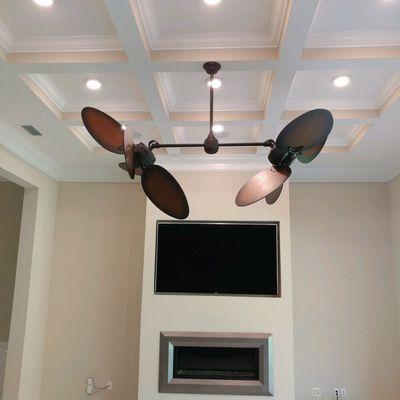 Call or go to Dan's Fan City for all of your ceiling fan needs. Here is their "Twin Star" model we just installed!