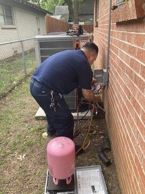 Customer had a leak in their old refrigerant lines going underneath their slab foundation.