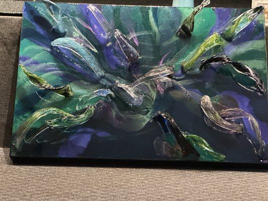 Hand-blown glass fused to resin canvas by Chris Lundy #CVArt