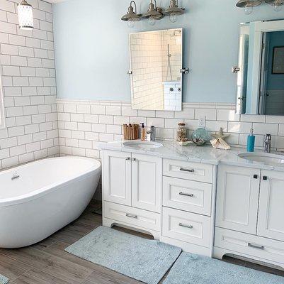 Bathroom remodel! Tile work by Design Tile and Flooring