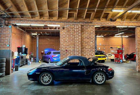 Porsche in for service