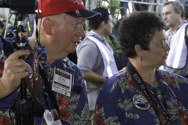 Billie & Robert documenting the Pearl Harbor Honor Flight to celebrate the return of 6 Pensacola vets to Pearl