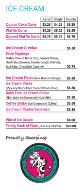 Our Ice Cream treats menu!