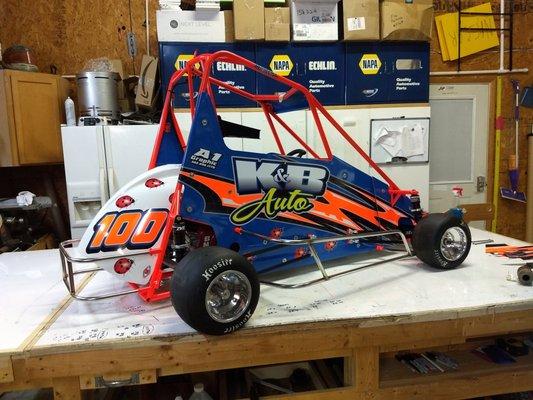 Here is a Quarter midget we lettered for K & B Auto for his Daughter Taylor Thank you K & B for all your business