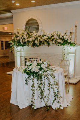 Sweetheart Table and Fireplace in Ballroom | Bold As Love Studios