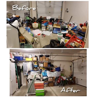 I help clean and organize junk rooms attics basements and/or garages.