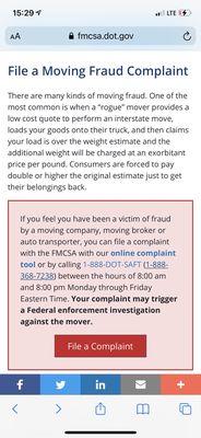 The description on the FMCSA.DOT.gov website is literally the business model of this scam of a business.