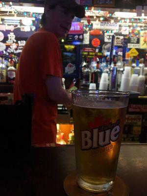 Blue Light w/ Teddy behind the bar.