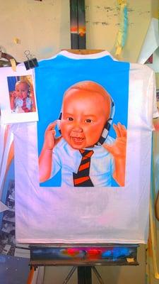 Airbrush portraits on T-Shirt starting at $75.   (Tribute fundraiser / silent auction for the late baby Matthew P.)