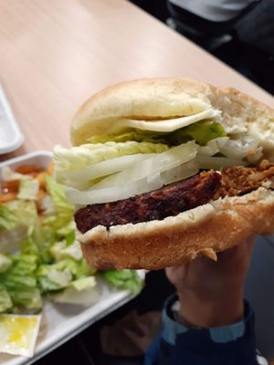 Black Bean Burger! The best school lunches ever!