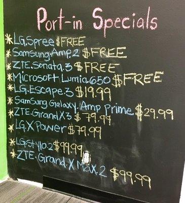 Specials for switching over.