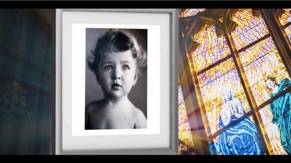 "Stained Glass & Candles" memorial tribute template