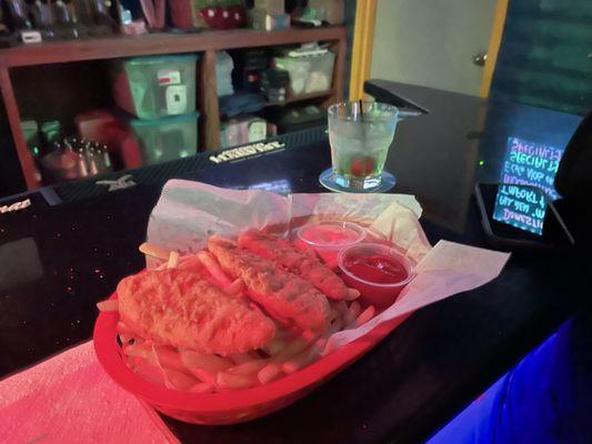 Chicken tenders fries combo and grinch drink