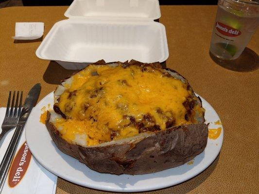 Monster potato. I was only able to eat about a fourth of it. I wish it had some sour cream on it though.