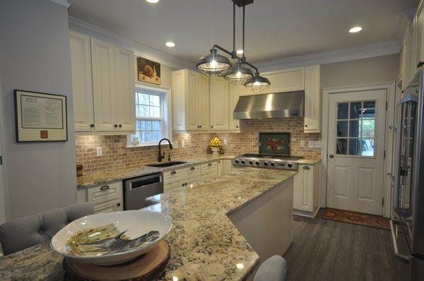 Kitchen remodel with new flooring and custom island