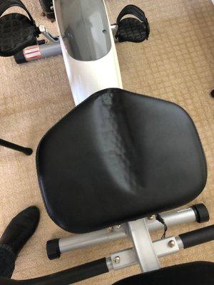 Exercise seat permanently dented.