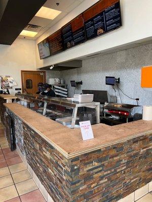 Counter where you order and employees prepare food