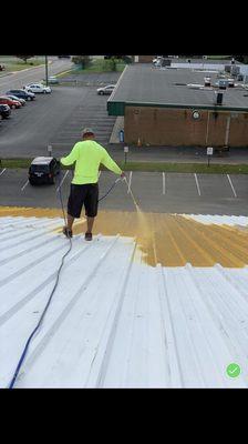 Metal roof restoration.