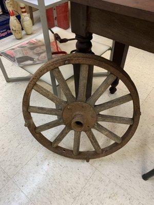 Pair of small wood spike wagon wheels