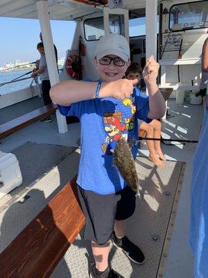 Ryan with his first ever flounder.