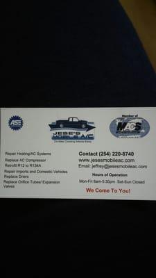 Jese's Mobile A/C Business Card