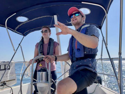 Brontë teaching my daughter the basics of sailing.