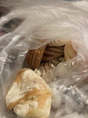 Assorted bread on a bag