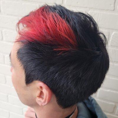 Chunky red + black color and cut