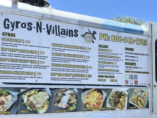 Menu on side of food truck